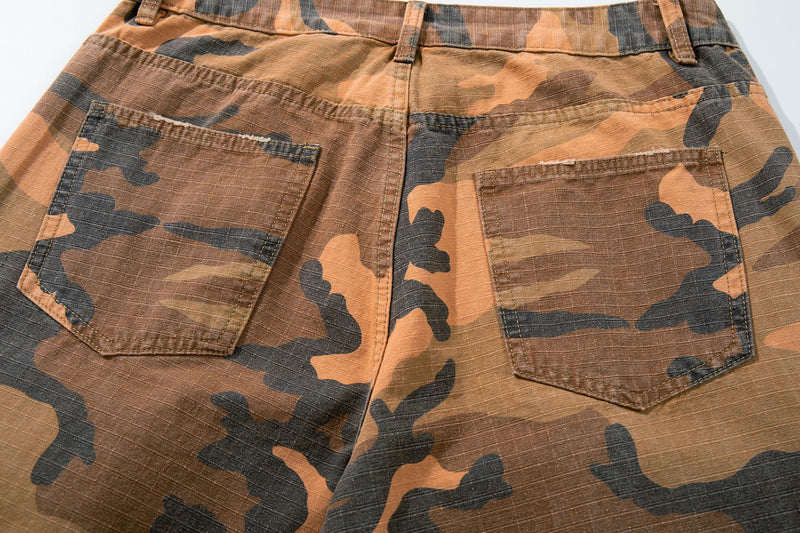 Heavy Tactical Camo Multi-Pocket Wide-Leg Cargo Pants