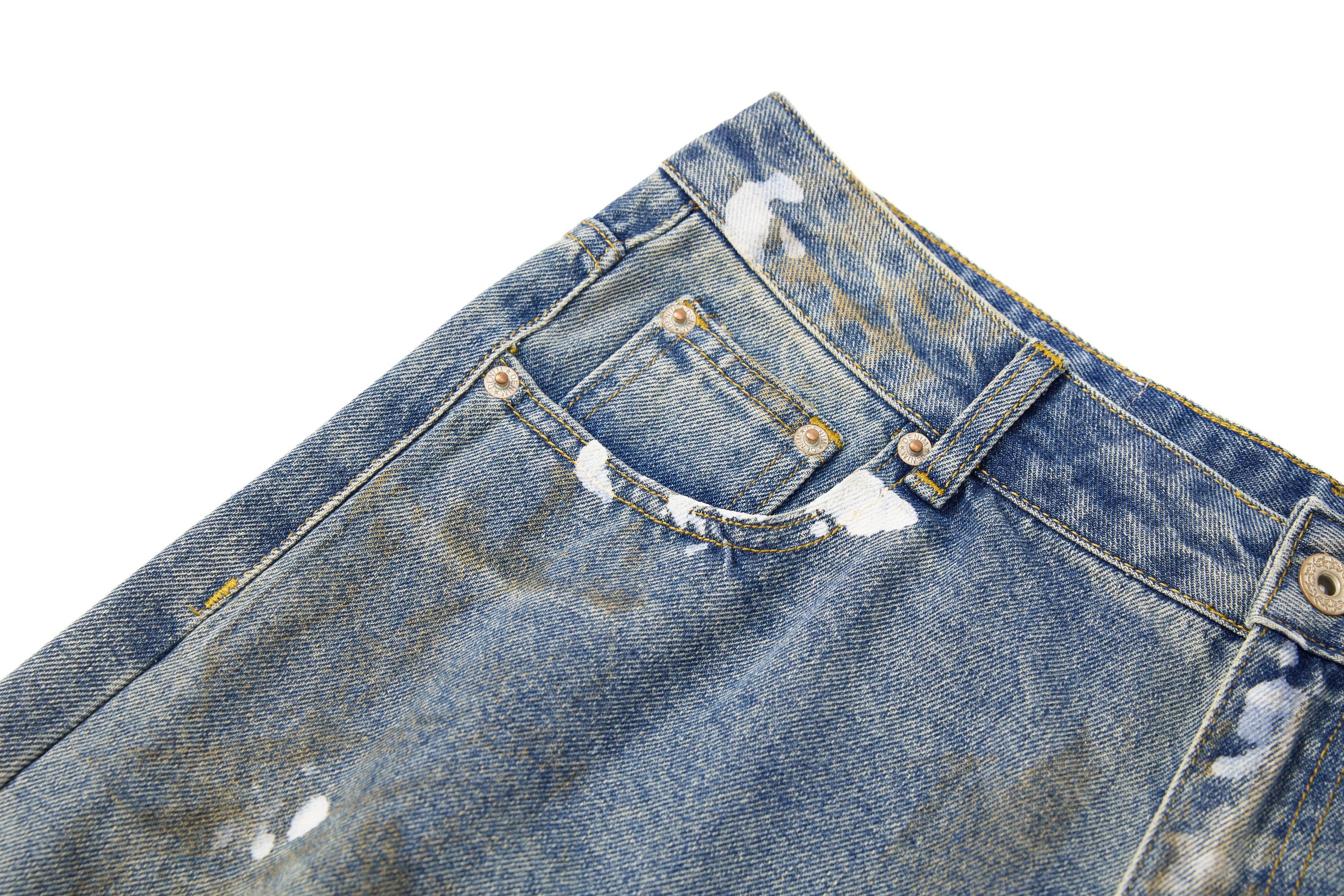 Omirad Distressed Vintage Washed Wide-Leg Denim Pants