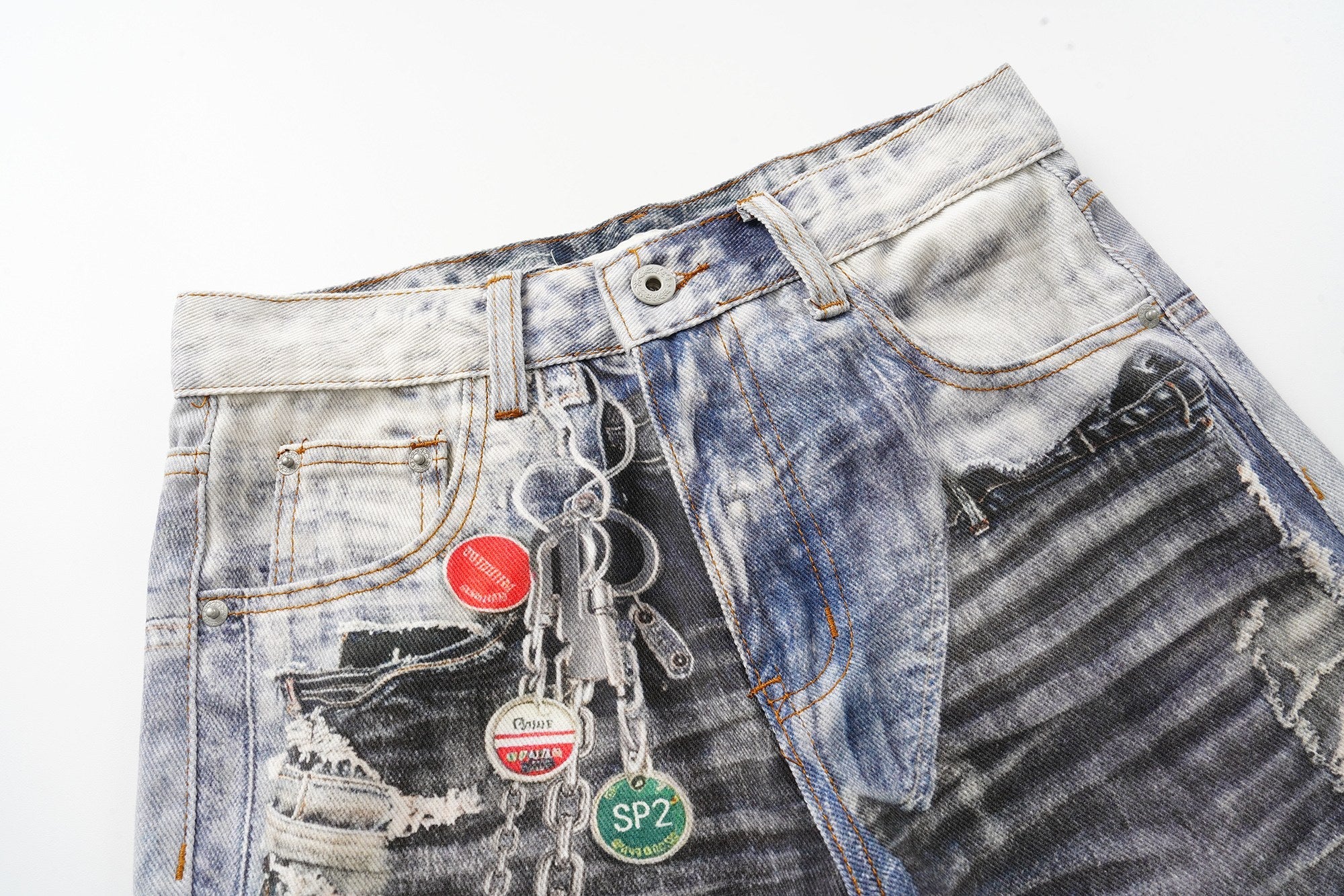 Distressed Patchwork Wide-Leg Jeans | Y2K Streetwear Denim