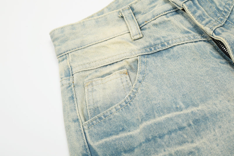 Omirad Creased-Wash Balloon Jeans | Wide Leg Denim