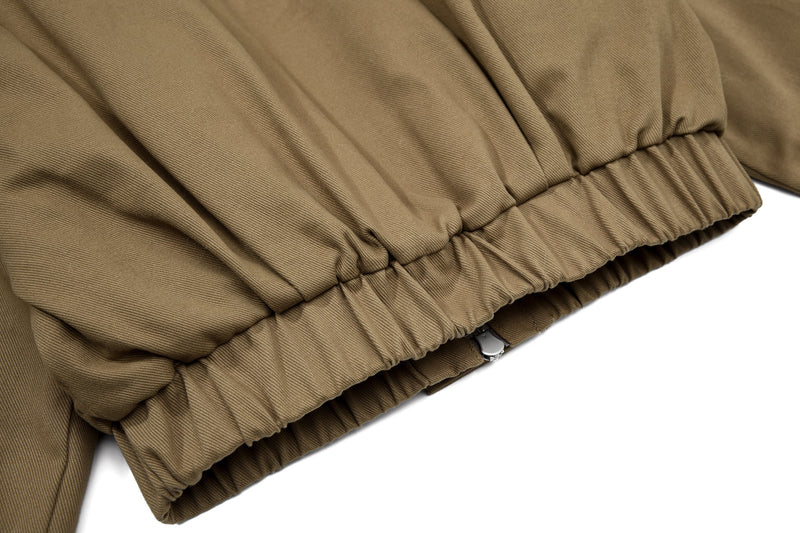 Fur-Lined Cropped Bomber Jacket | High-Neck Cotton Utility