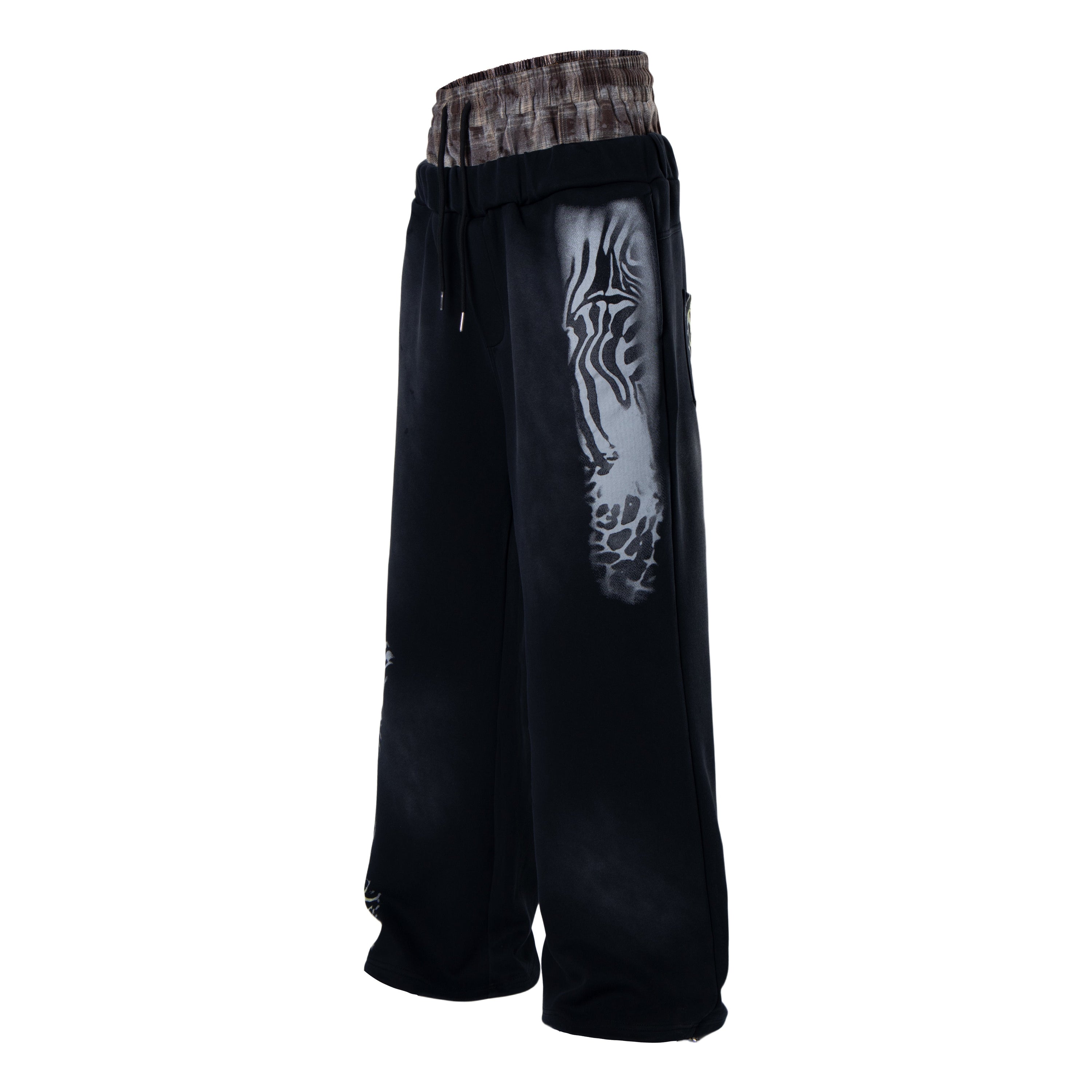 Wild Fusion Graphic Sweatpants | Zebra Leopard Wide-Leg