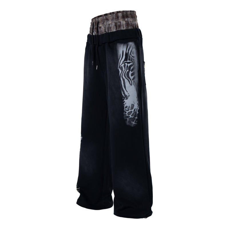 Wild Fusion Graphic Sweatpants | Zebra Leopard Wide-Leg