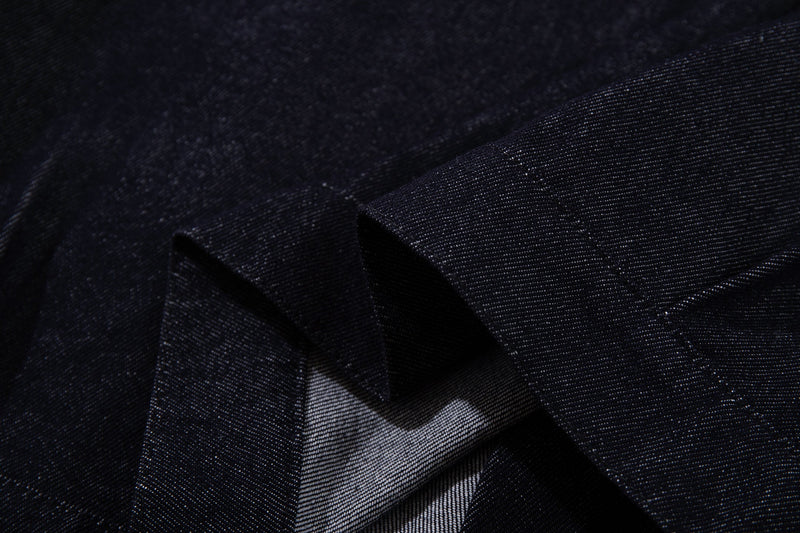 Men's Dark Indigo Denim Jacket with Metal Buckle Detail