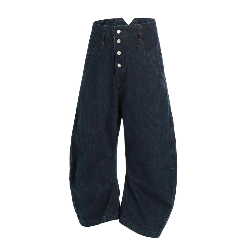 Omirad Split-Waist Wide-Leg Denim Jeans | Dark Wash