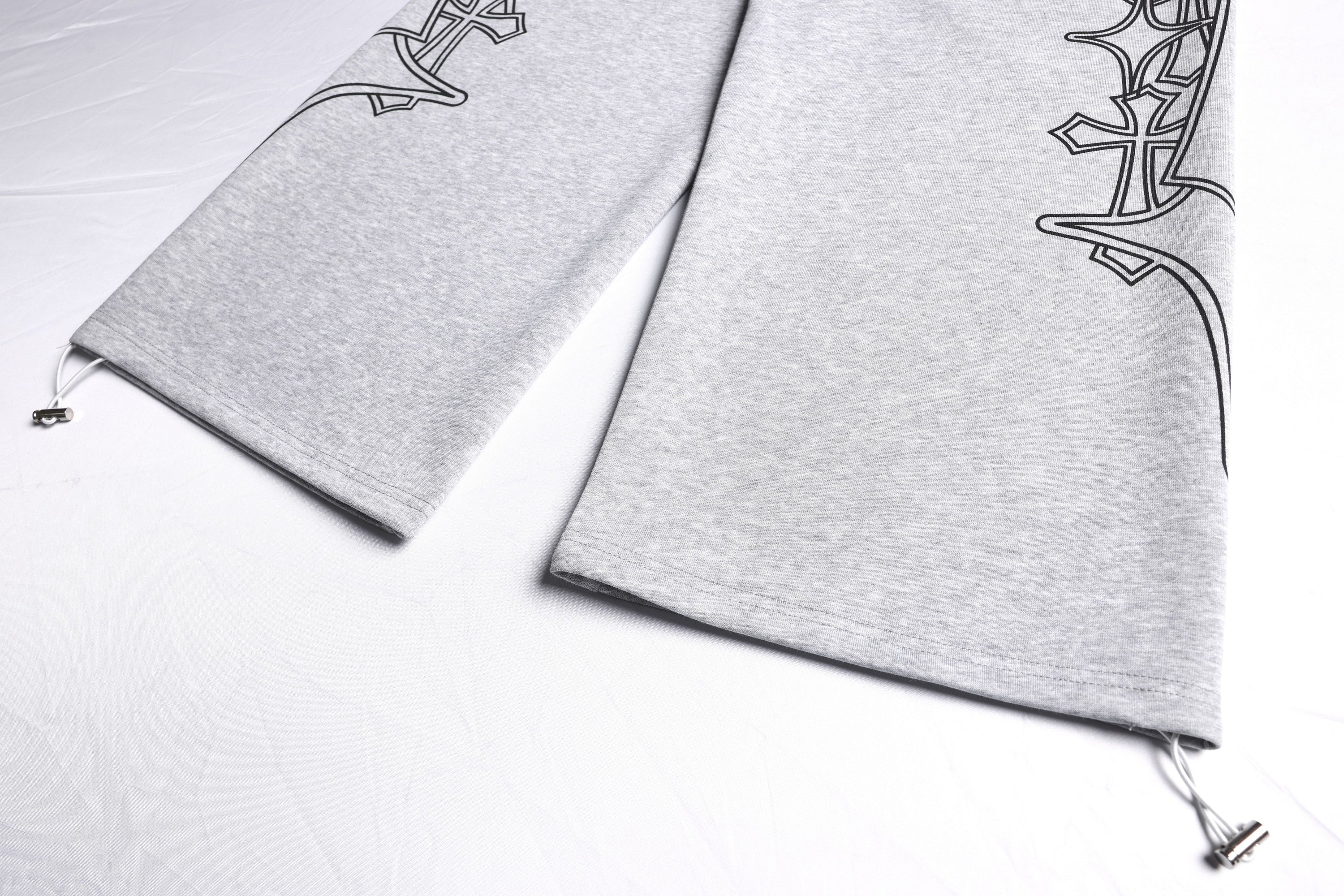Gothic Outline Wide-Leg Sweatpants | Streetwear Joggers