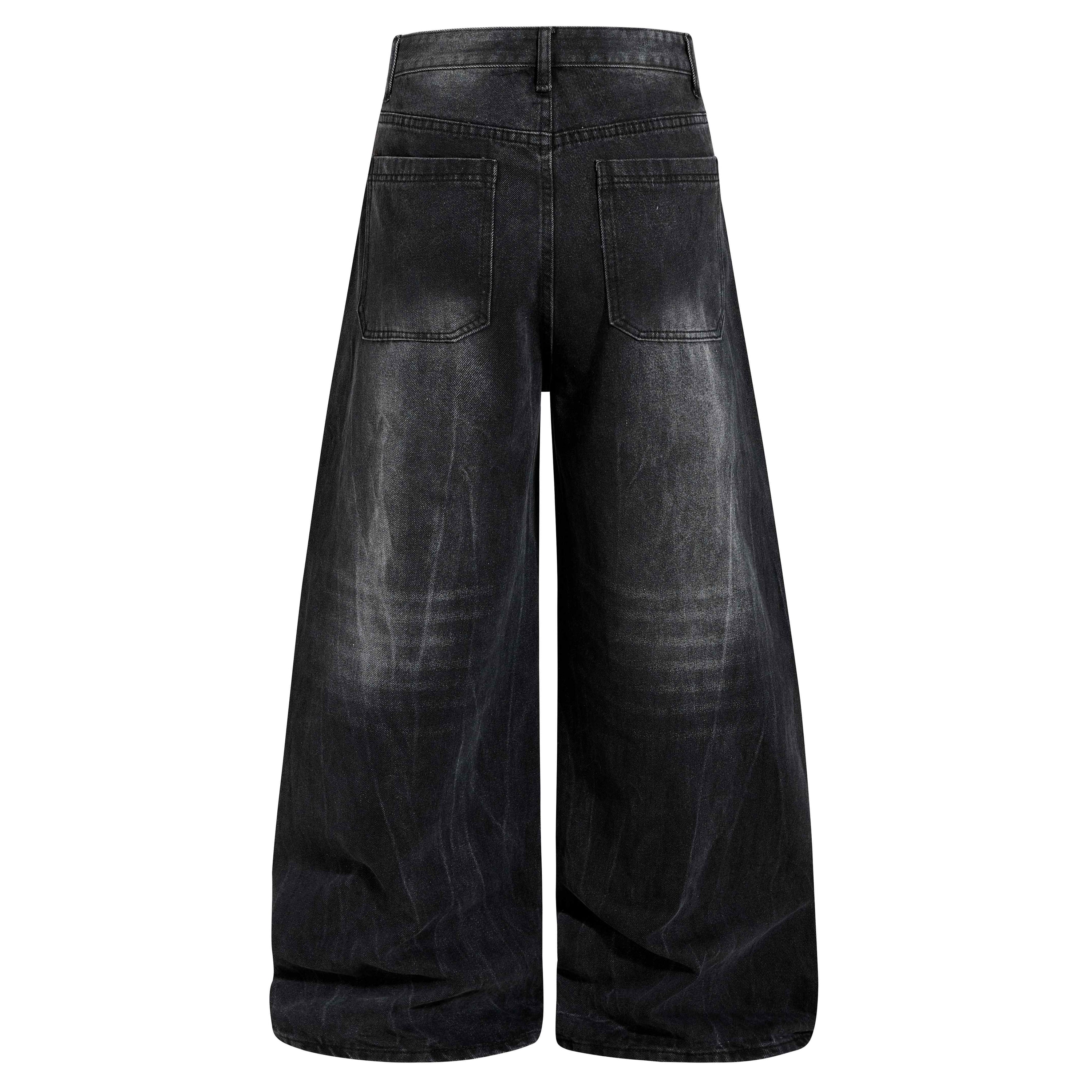 Studded Wide-Leg Denim Jeans | Vintage Black Streetwear