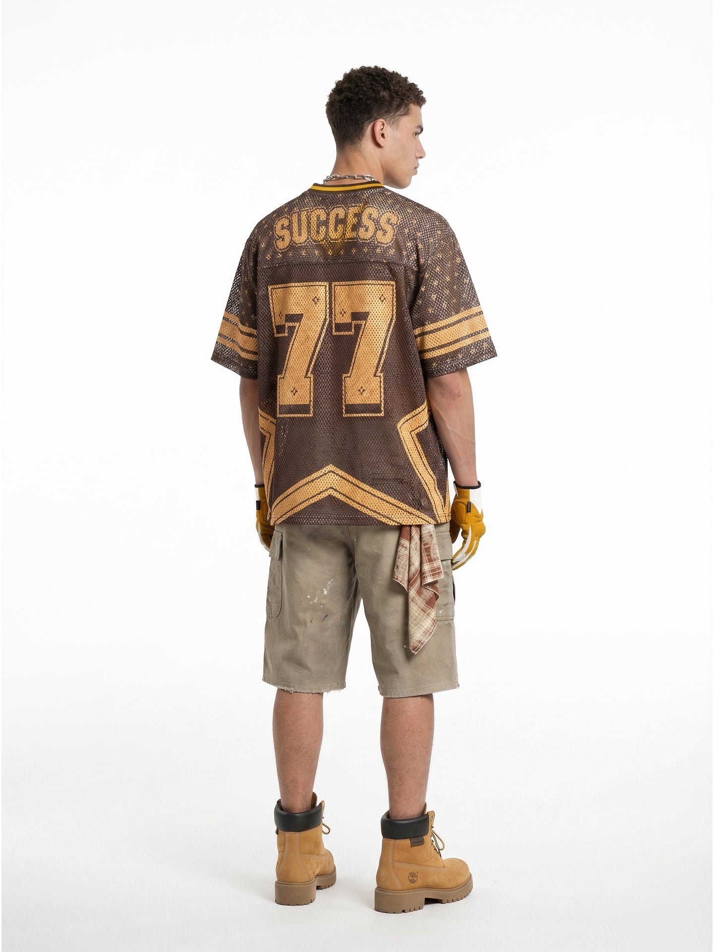 Omirad Retro Star 77 Mesh Jersey T-Shirt | Brown & Gold