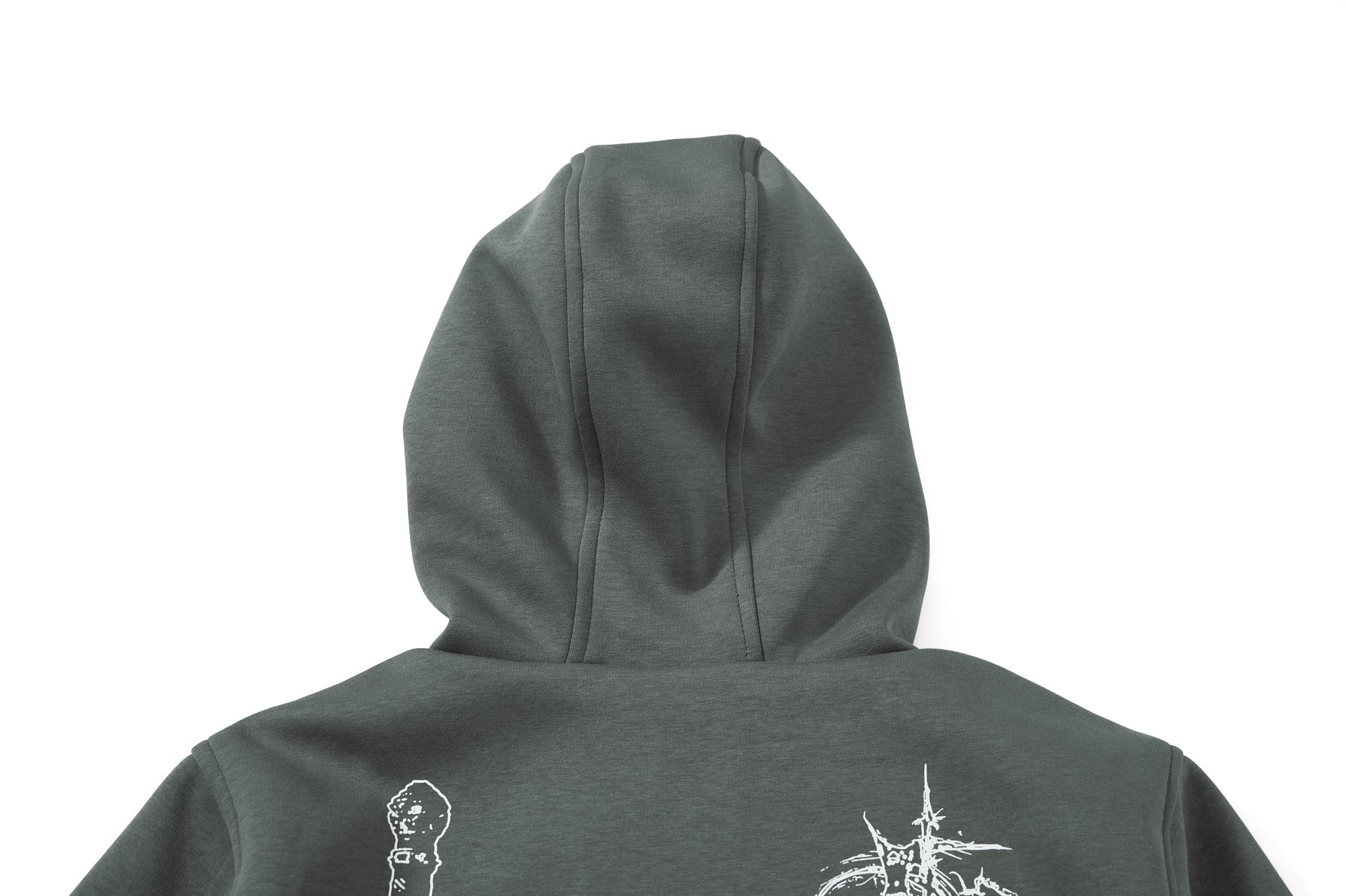 Gothic Line Art Zip-Up Hoodie | Dark Streetwear Cotton