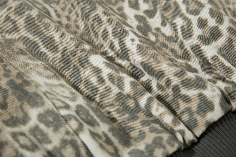 Omirad Leopard Print Bomber Jacket | Vintage Wash Cotton