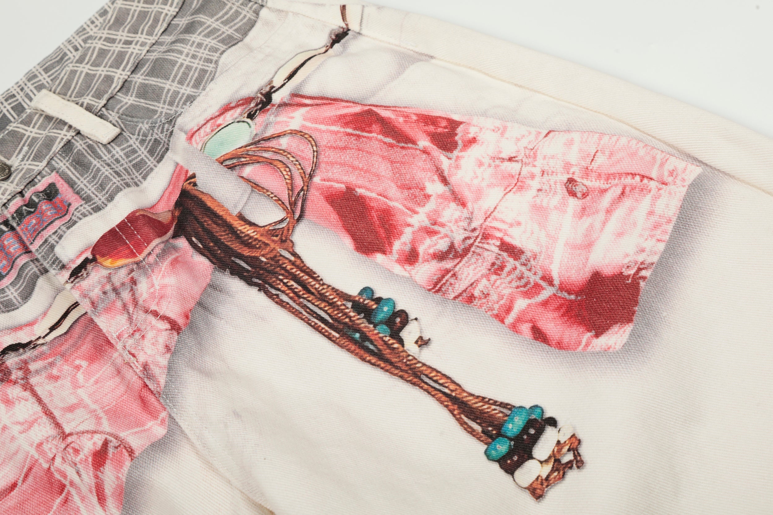 Omirad Digital Print Layered Wide-Leg Denim Pants