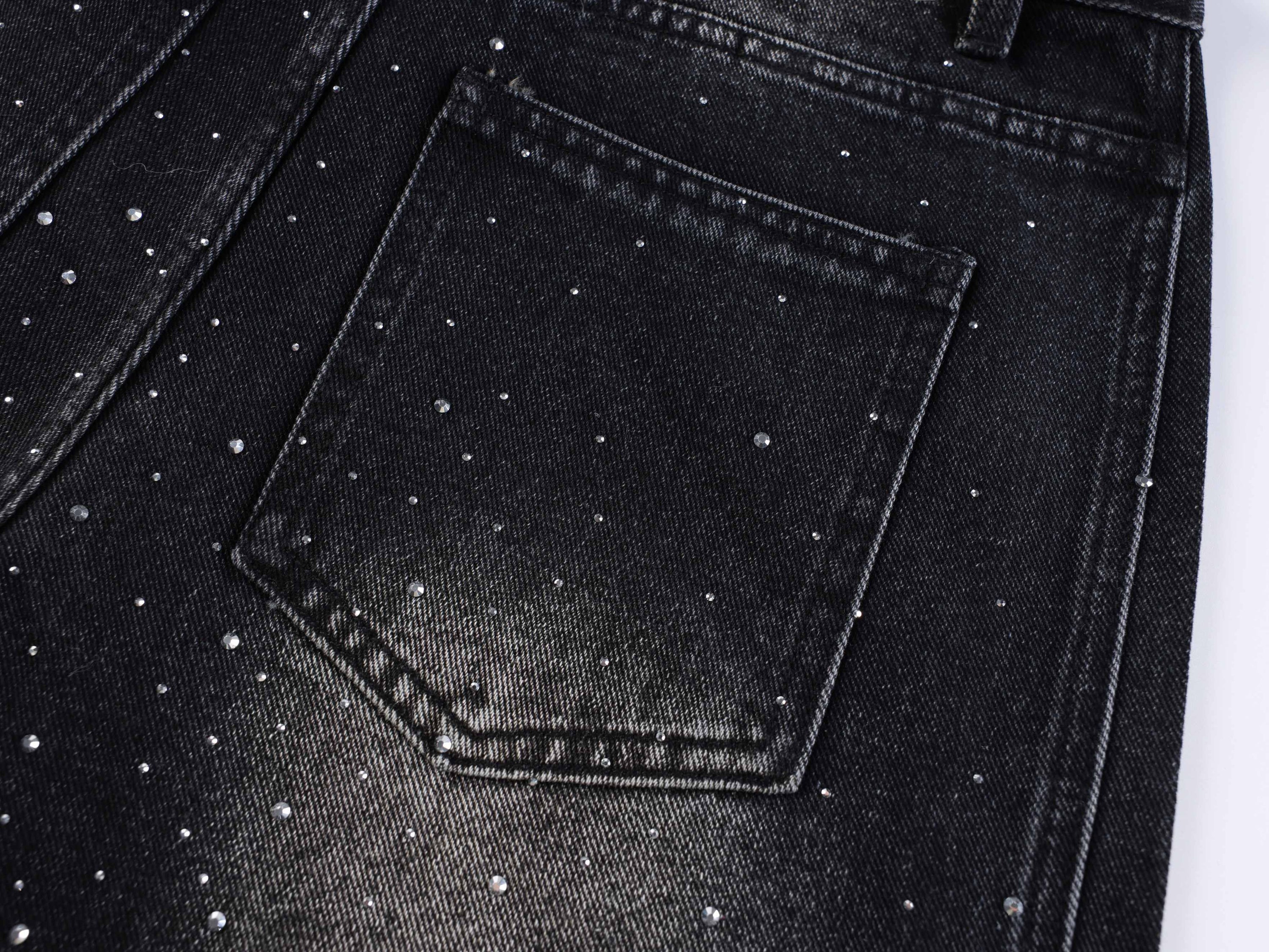 Omirad Starlight Dust Wide-Leg Baggy Jeans | Rhinestone Denim