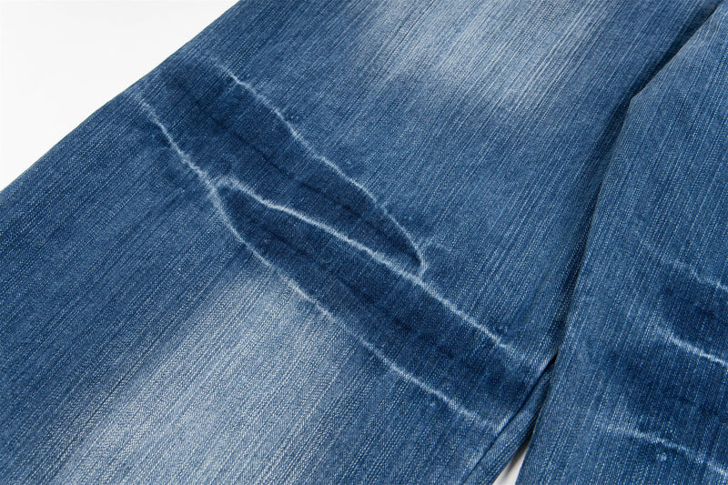 Highlight Fade Curved-Panel Wide-Leg Denim Pants
