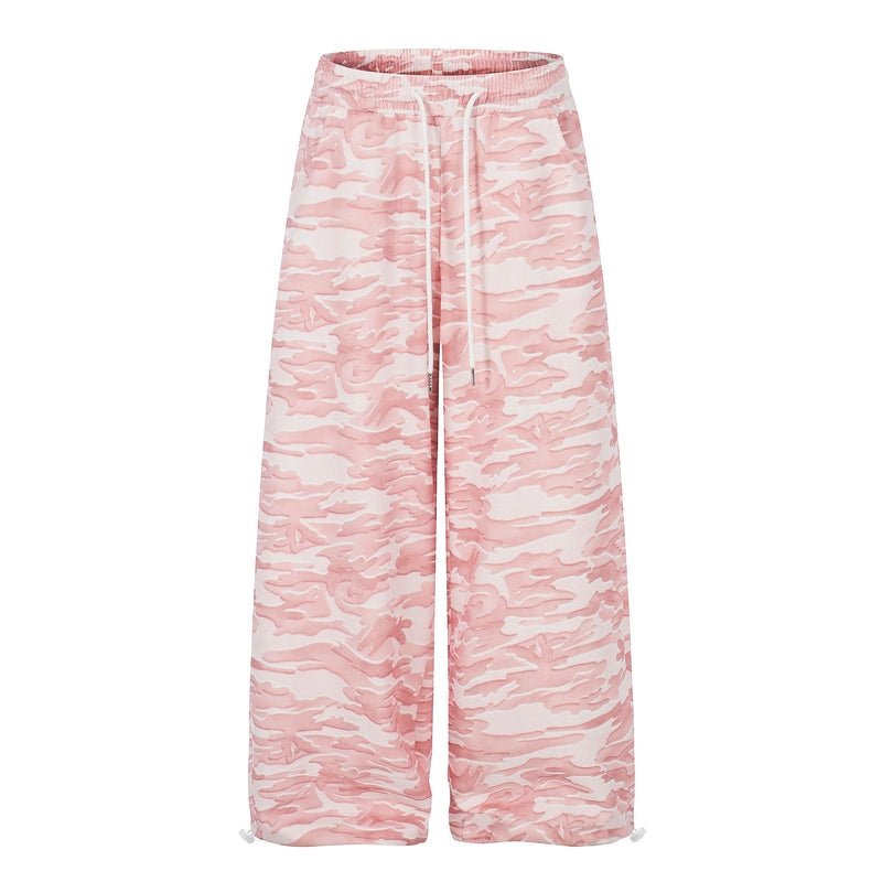 Pink Camo Wide-Leg Sweatpants | Oversized Streetwear Pants