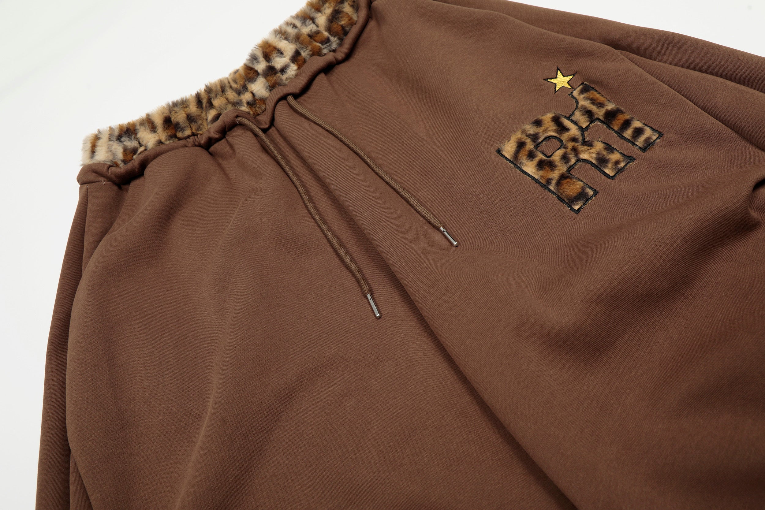Omirad Leopard Trim Balloon Sweatpants with Chenille Patch