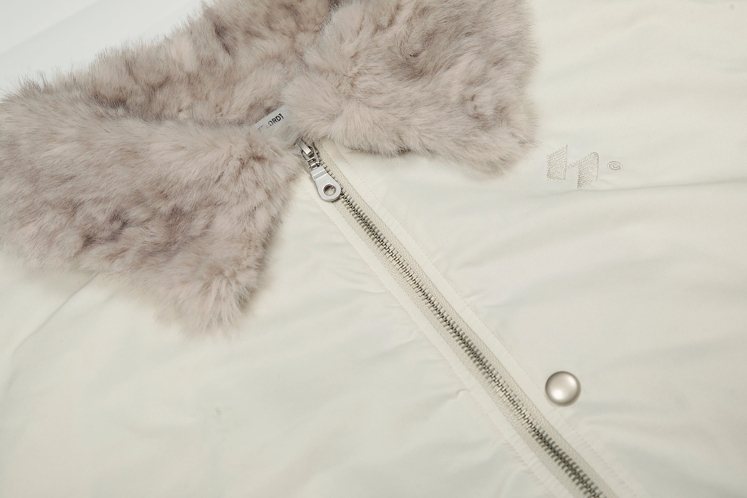 Faux Fur Collar Bomber Jacket | Off-White & Black