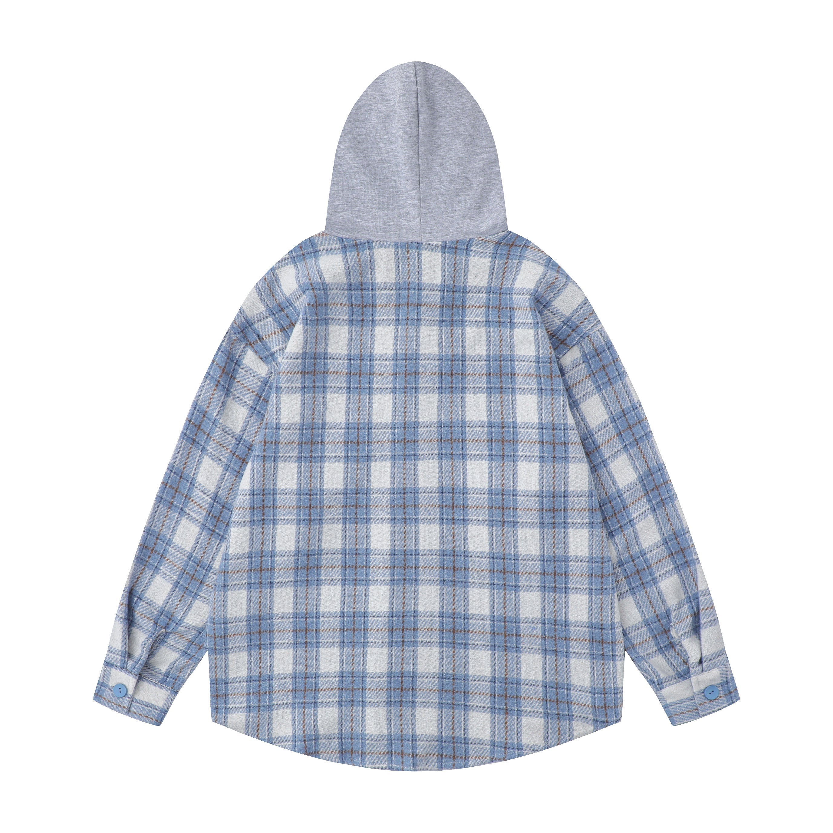 Hooded Plaid Flannel Overshirt | Contrast Hood Streetwear Shacket