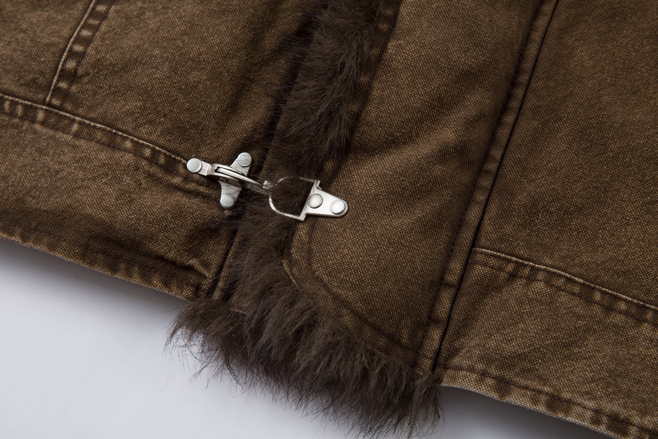Fur-Lined Toggle Jacket | Vintage Washed Streetwear Coat