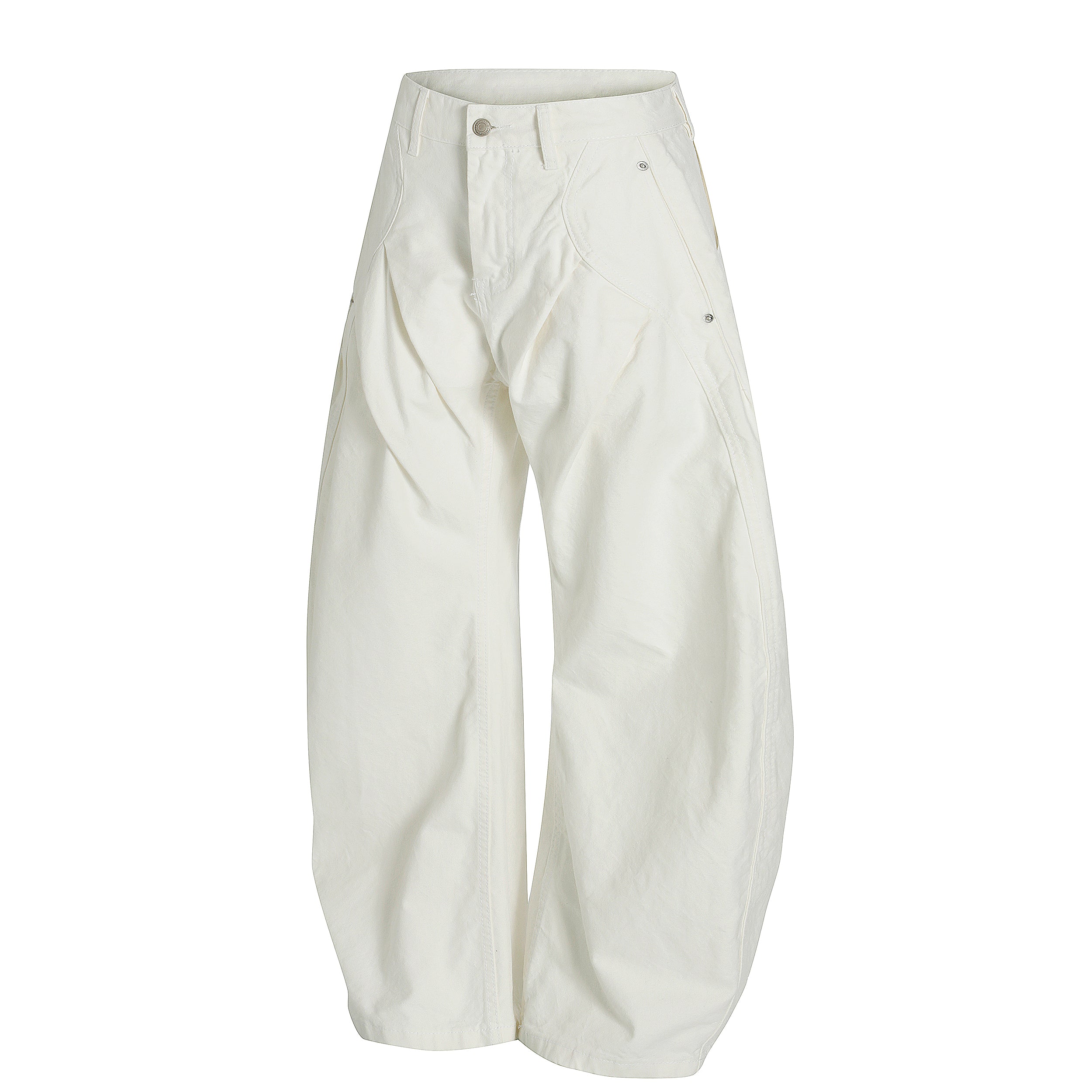 Sculpted Wide-Leg Pants | Curved Panel Cotton Trousers