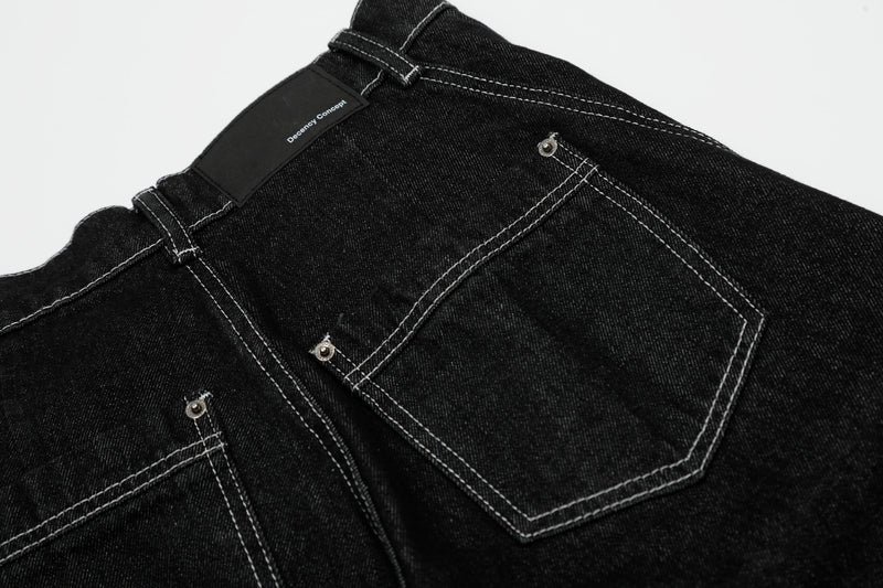 Omirad Contrast-Stitch Wide-Leg Jeans | Bold Denim Silhouette