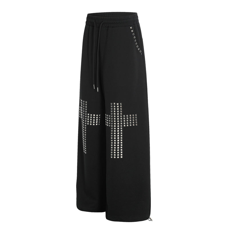Omirad Studded Cross Wide-Leg Sweatpants | Black