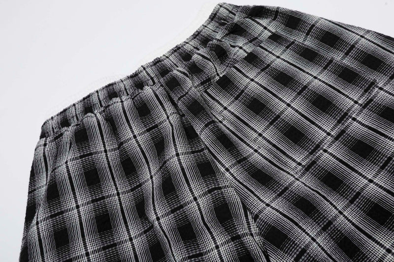 Omirad Plaid Barrel-Leg Pants | Wide-Leg Streetwear Trousers