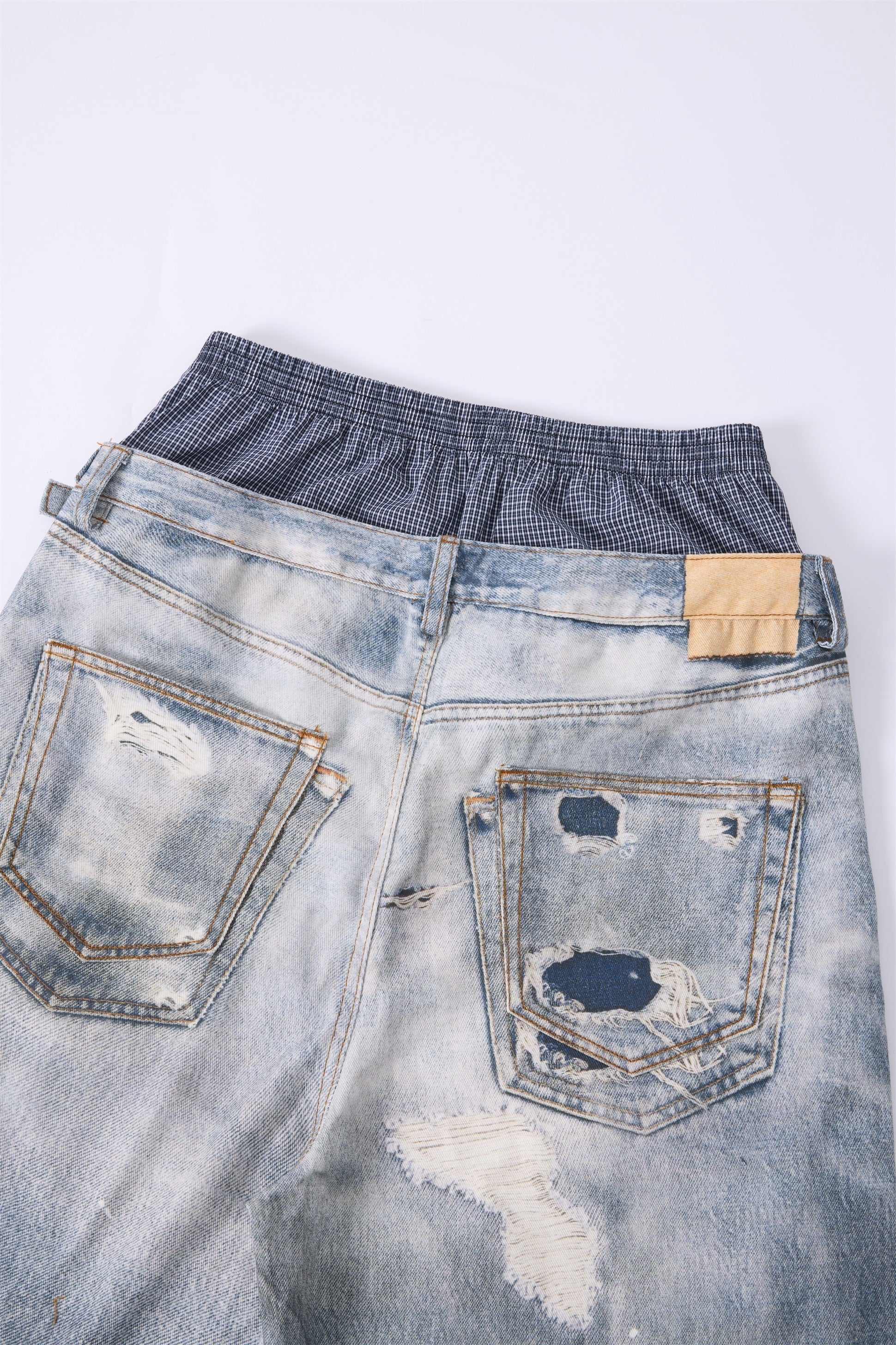 Omirad Layered Waist Distressed Wide-Leg Jeans | Streetwear