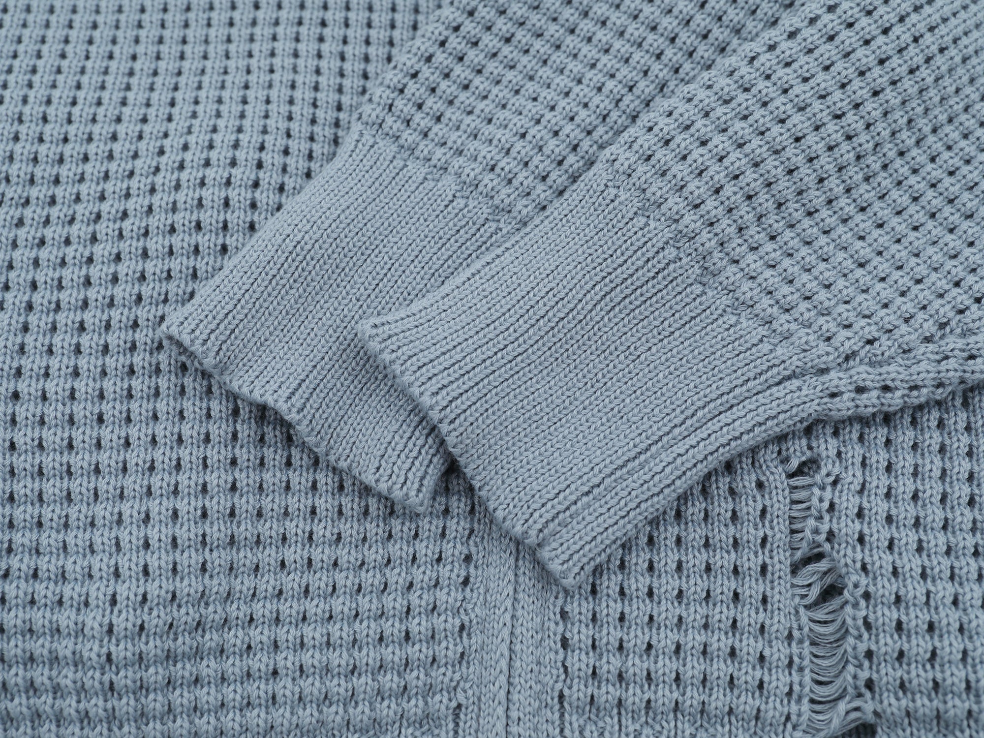 Omirad Waffle Knit Badge Zip Cardigan | Distressed Street Jacket