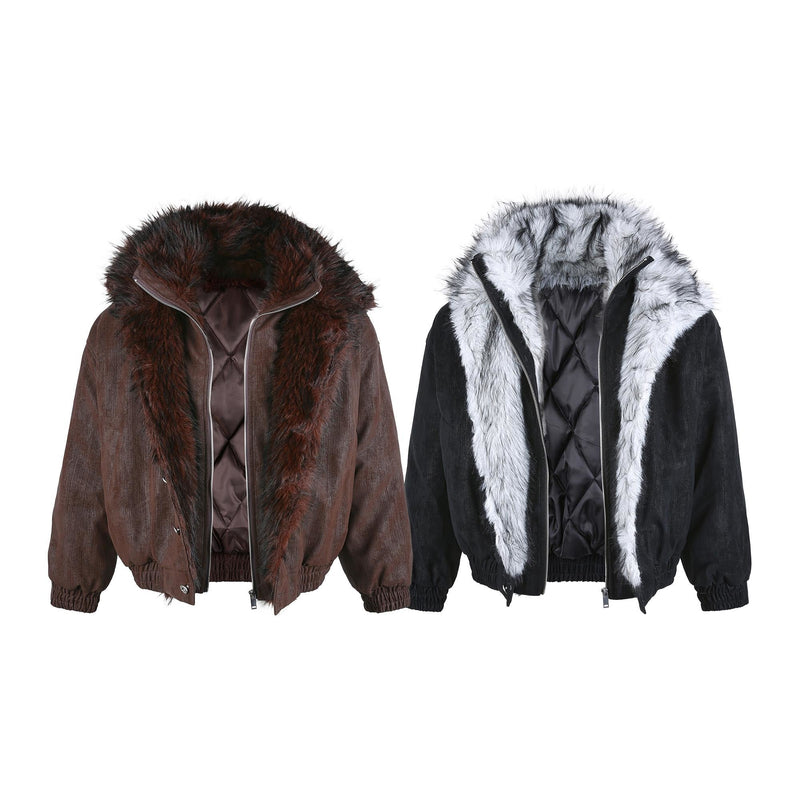 Faux Fur-Lined Corduroy Bomber Jacket | Omirad by SEAKOFF