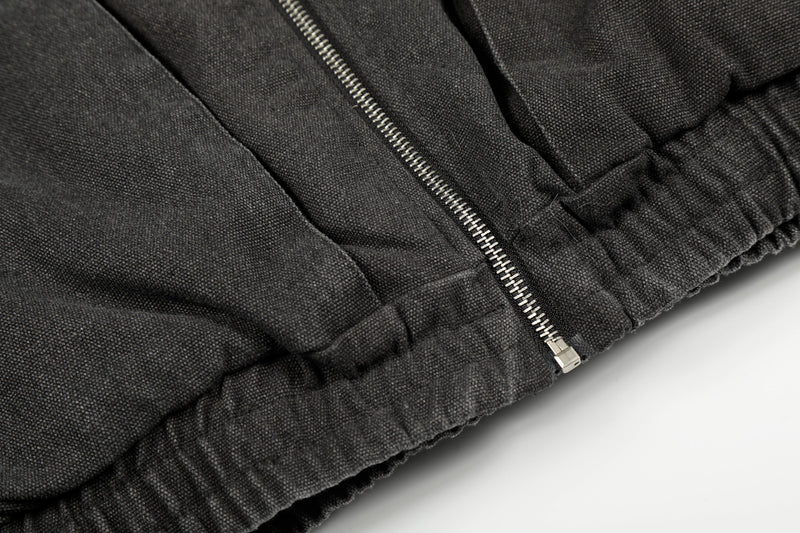 Fleece-Lined Utility Bomber Jacket | Faux-Fur Collar