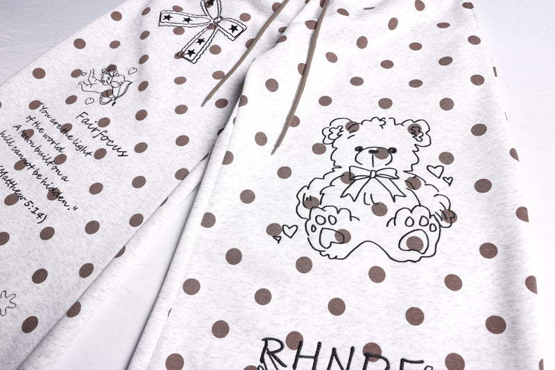 Y2K Graphic Polka Dot Wide-Leg Sweatpants | Omirad