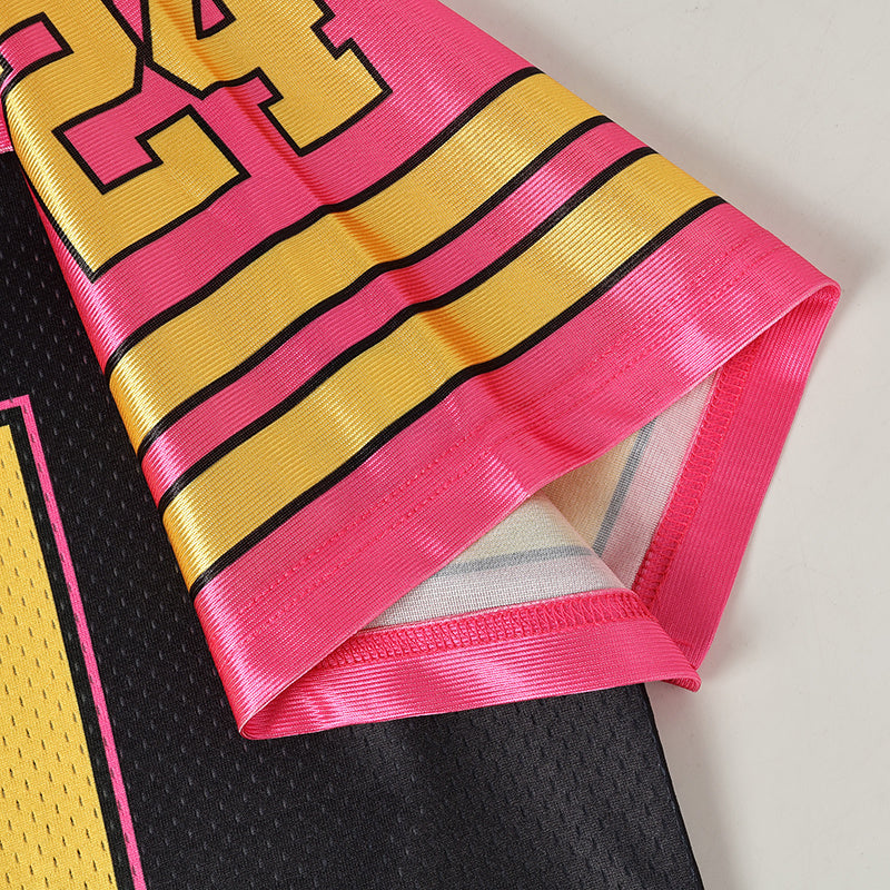 Neon Flame Football Jersey | Pink Black Street Athletic Tee