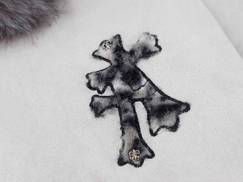 Cross Patch Faux Fur Hood Bomber Jacket | Streetwear