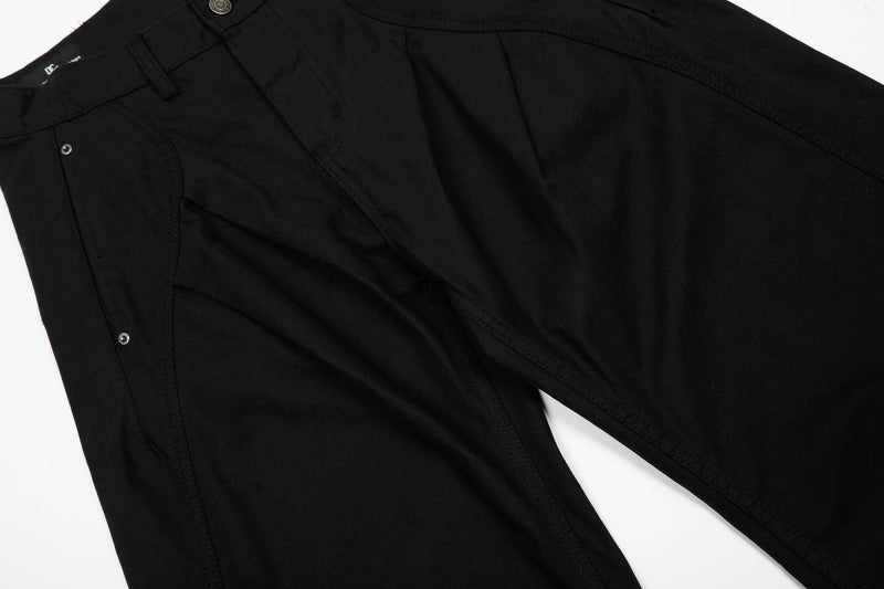 Sculpted Wide-Leg Pants | Curved Panel Cotton Trousers