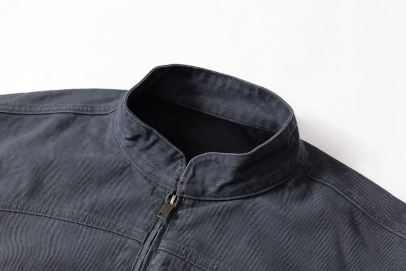 Washed Curved-Panel Bomber Jacket | Relaxed Fit Cotton