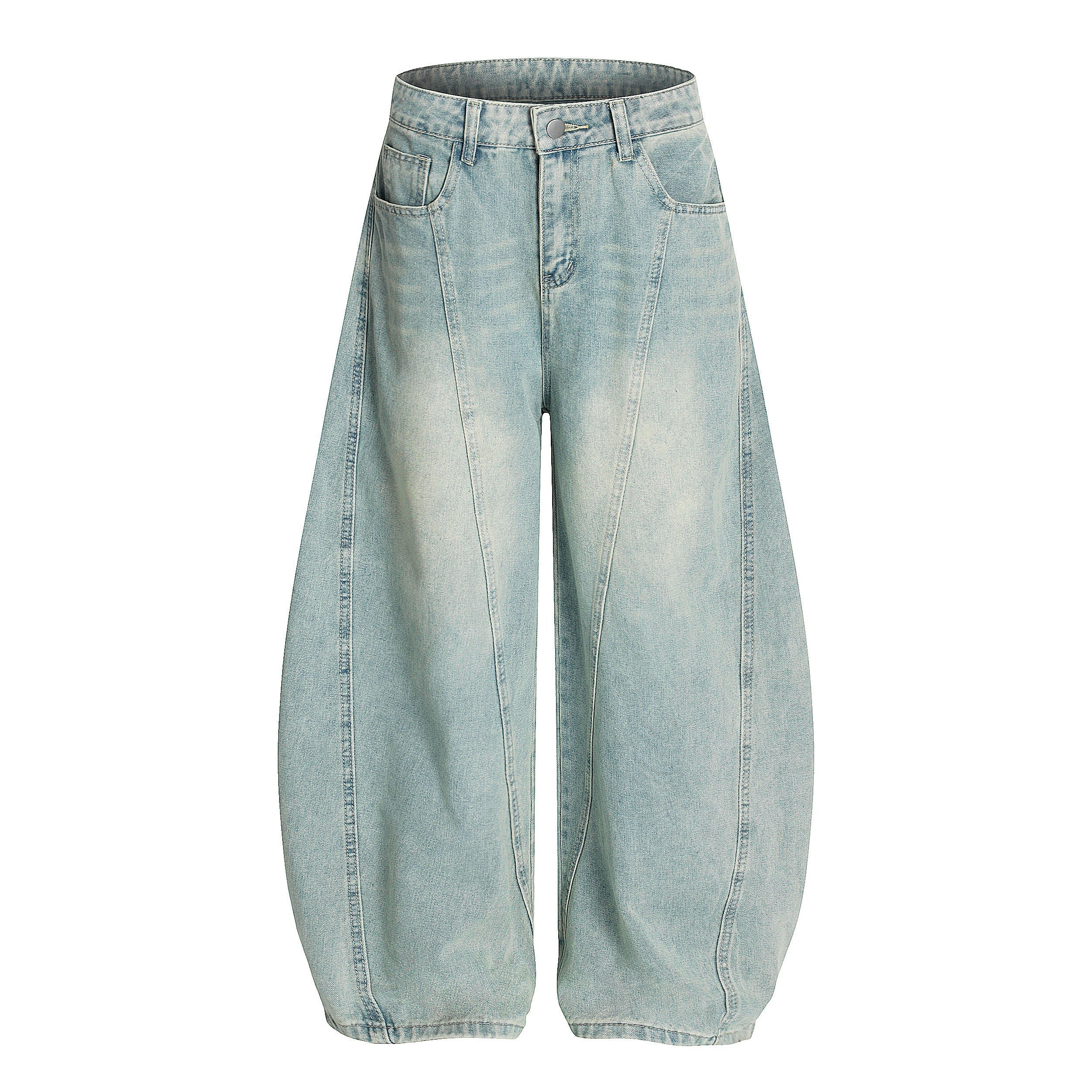 Omirad Curved Barrel Jeans | Wide Leg Vintage Wash Denim