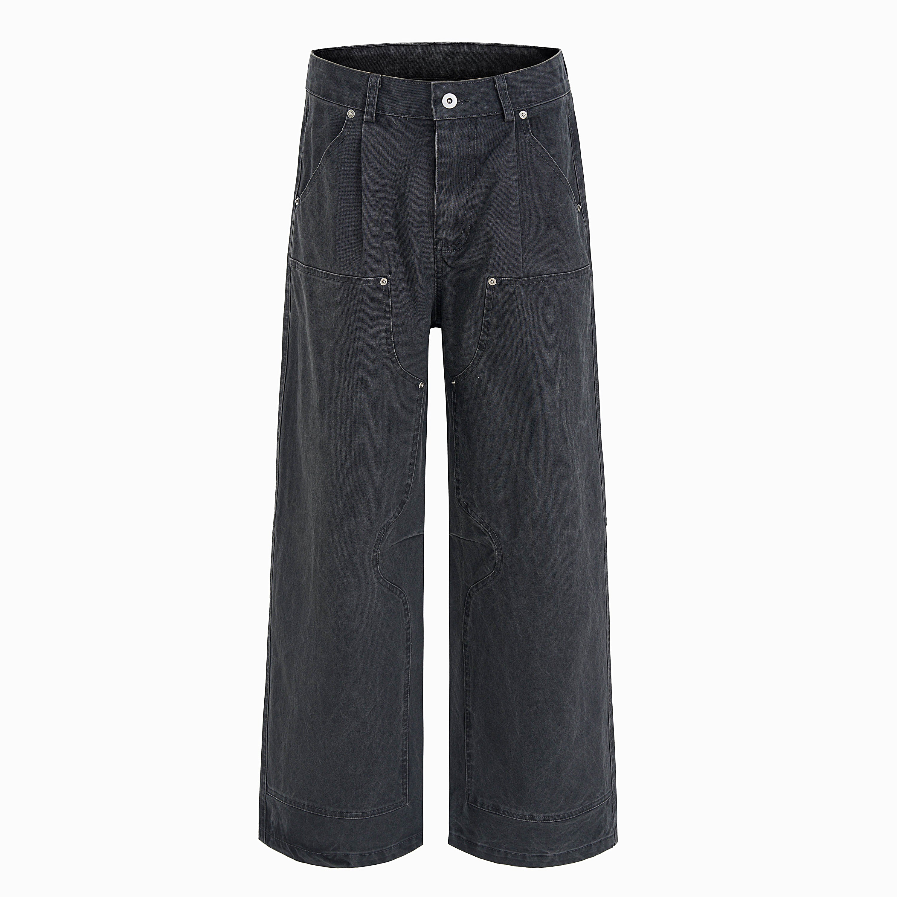 Utility Panel Wide-Leg Denim Pants | Workwear Streetwear