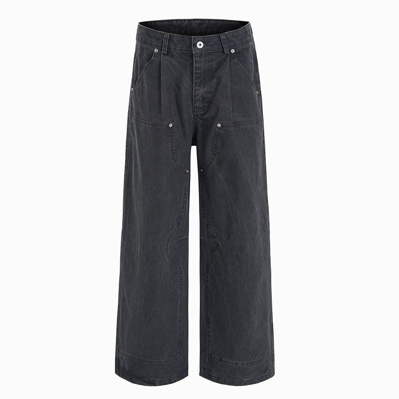 Utility Panel Wide-Leg Denim Pants | Workwear Streetwear