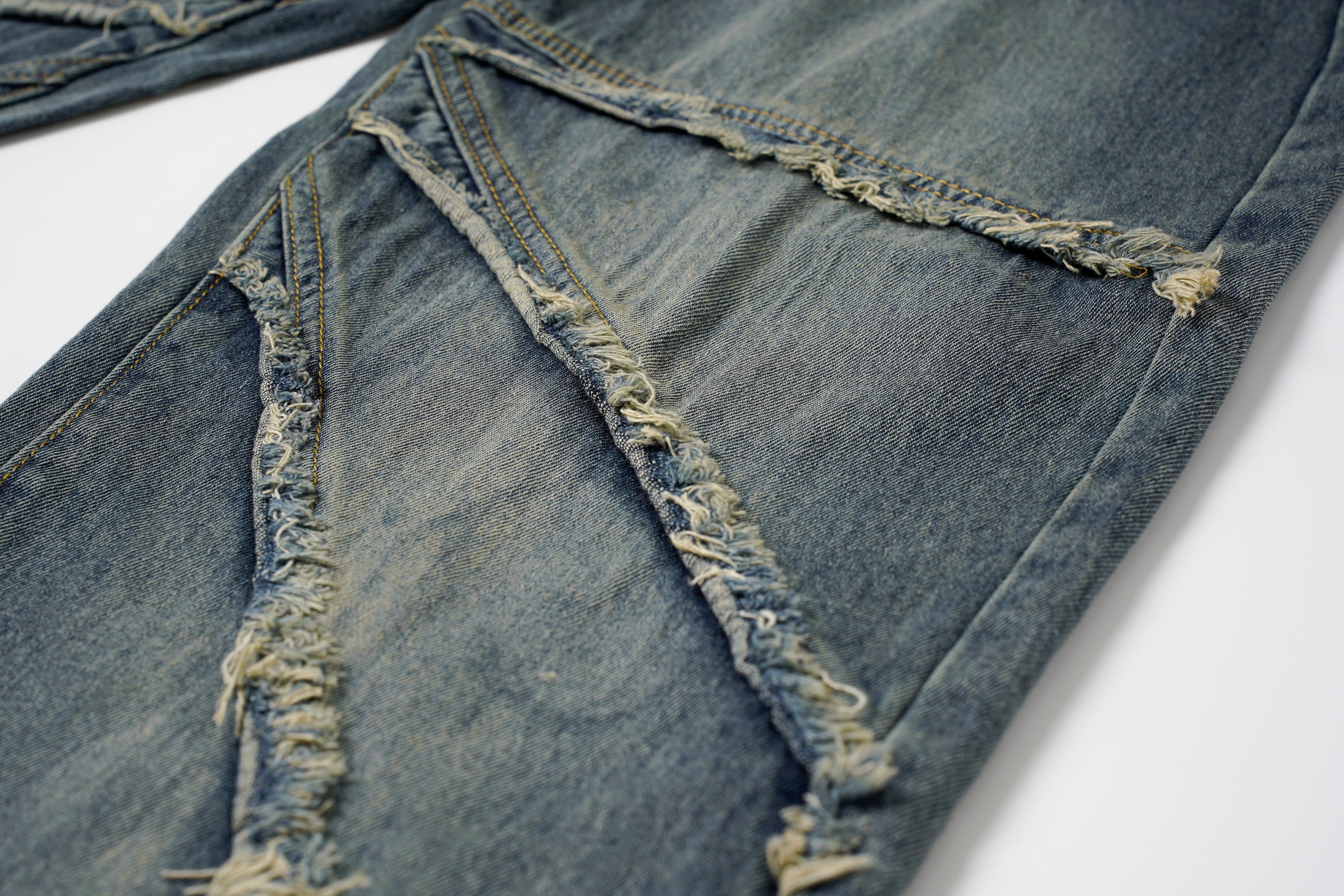 Spiral-Tear Grunge Wide-Leg Denim Jeans | Distressed Streetwear