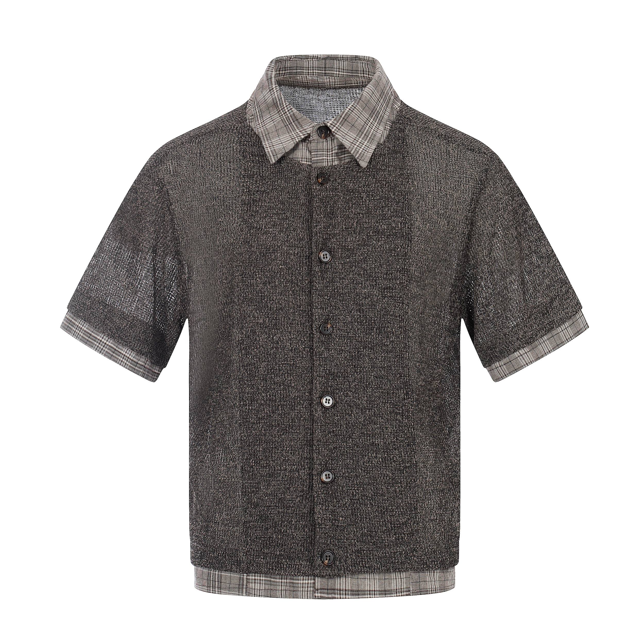 Omirad Layered Knit Check Shirt | Textured Cotton Streetwear