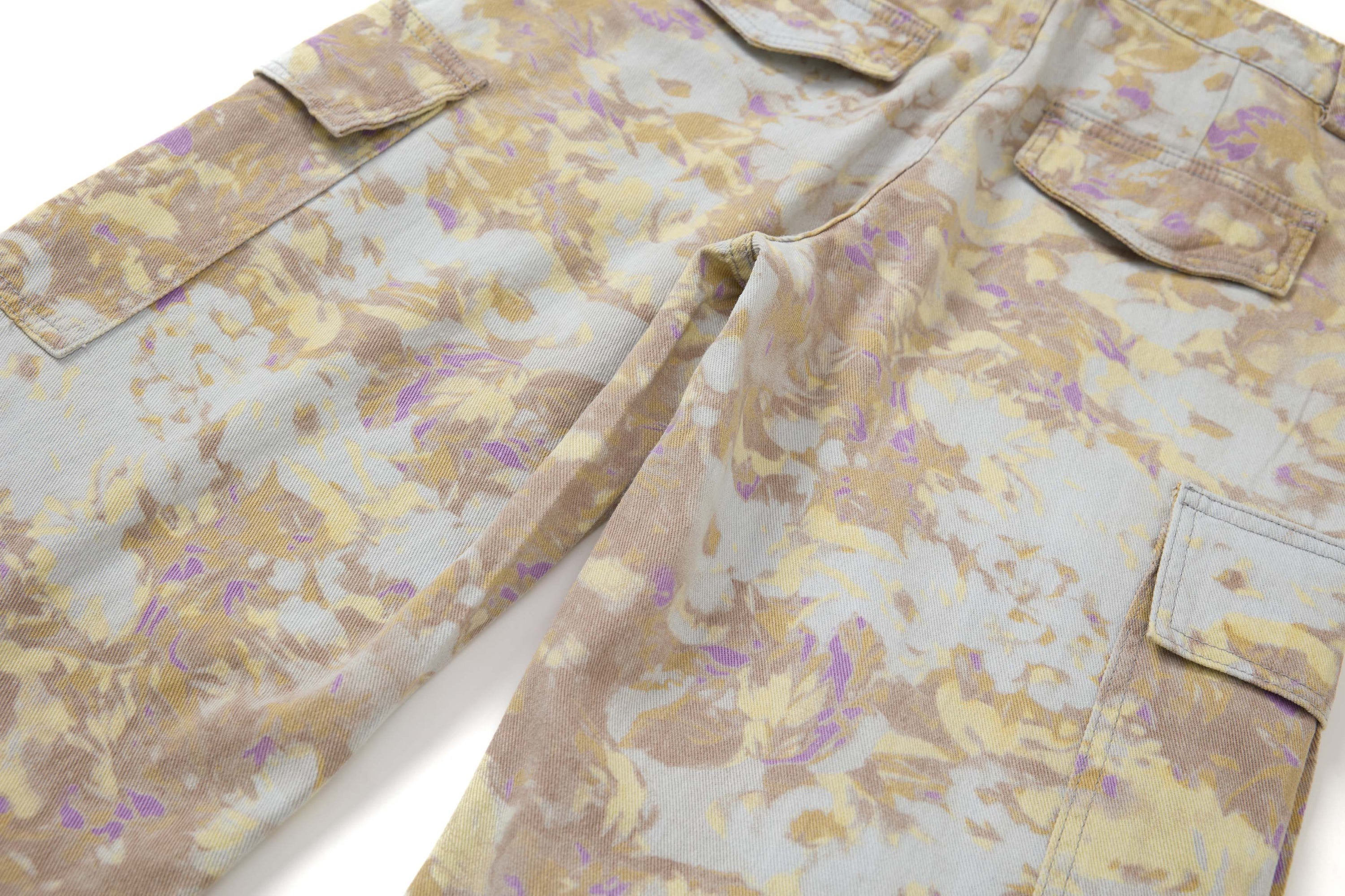 Abstract Camo Wide-Leg Cargo Pants | 100% Cotton