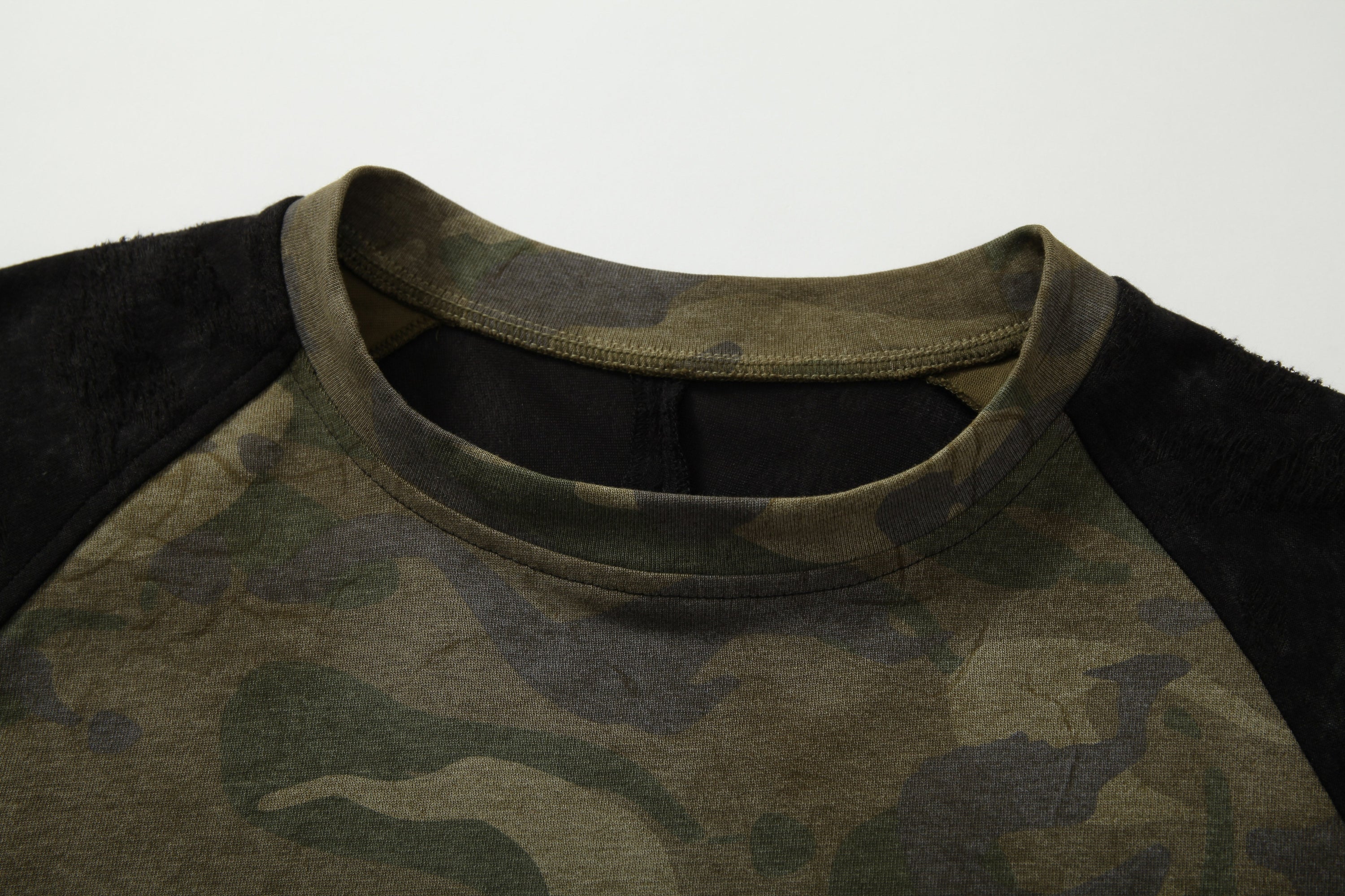 Camo Patchwork Long Sleeve Tee | Oversized Streetwear