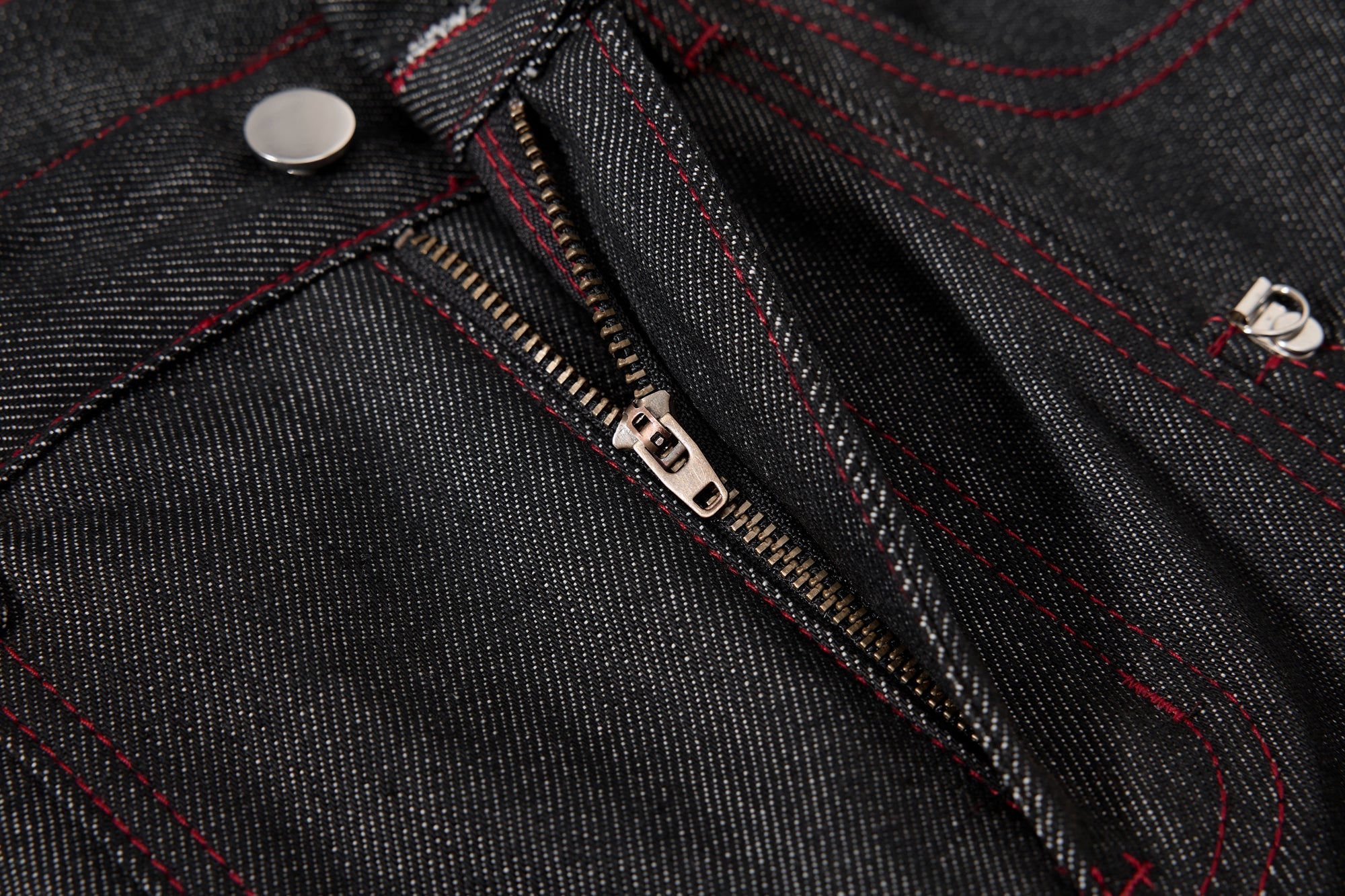 Omirad Multi-Pocket Wide-Leg Denim Pants | Red Contrast Stitch