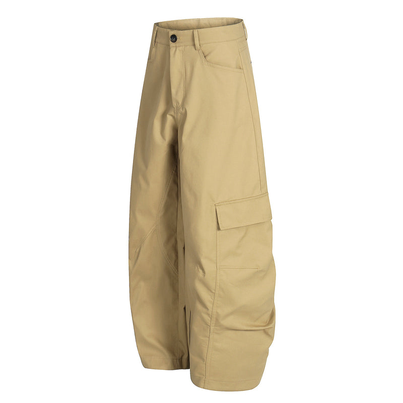 Omirad Curved Seam Cargo Pants – Khaki Wide Leg