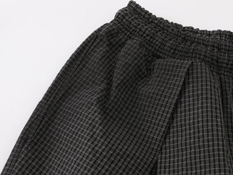 Wide-Leg Pleated Pants | Textured Check Relaxed Fit
