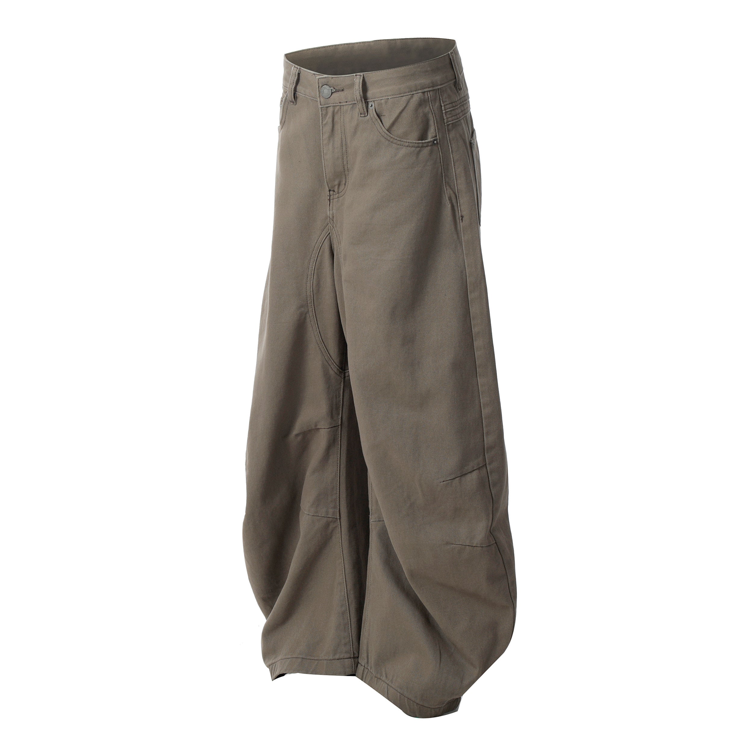 Sculpted Wide-Leg Canvas Pants | Streetwear Barrel Fit