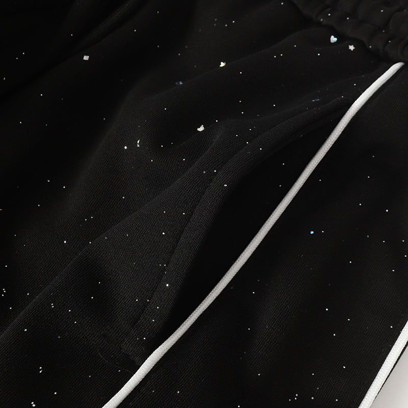 Speckled Wide-Leg Track Pants with Zippered Hems | Omirad