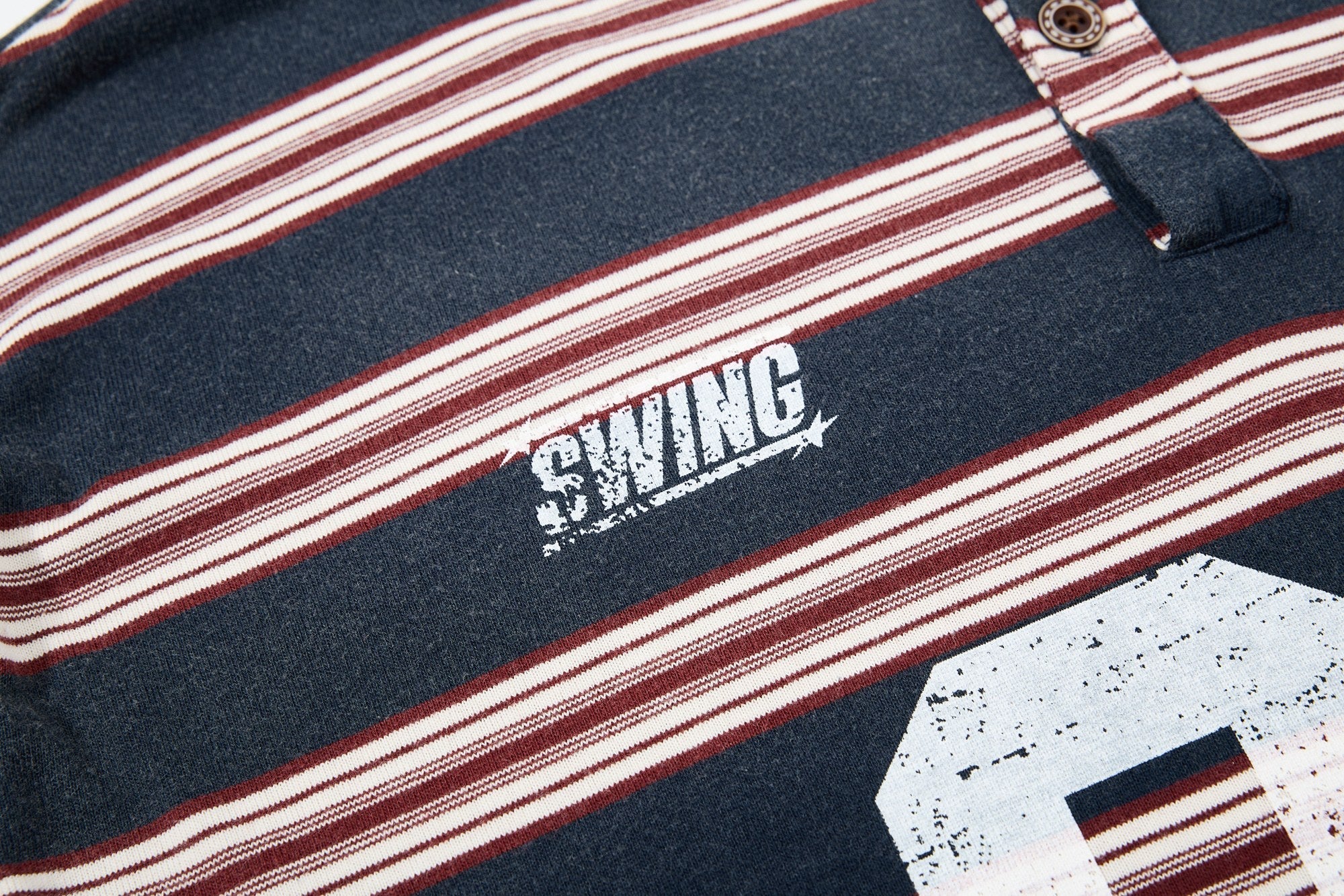 Vintage Stripe Rugby Polo Shirt | Retro 90 Graphic | Omirad