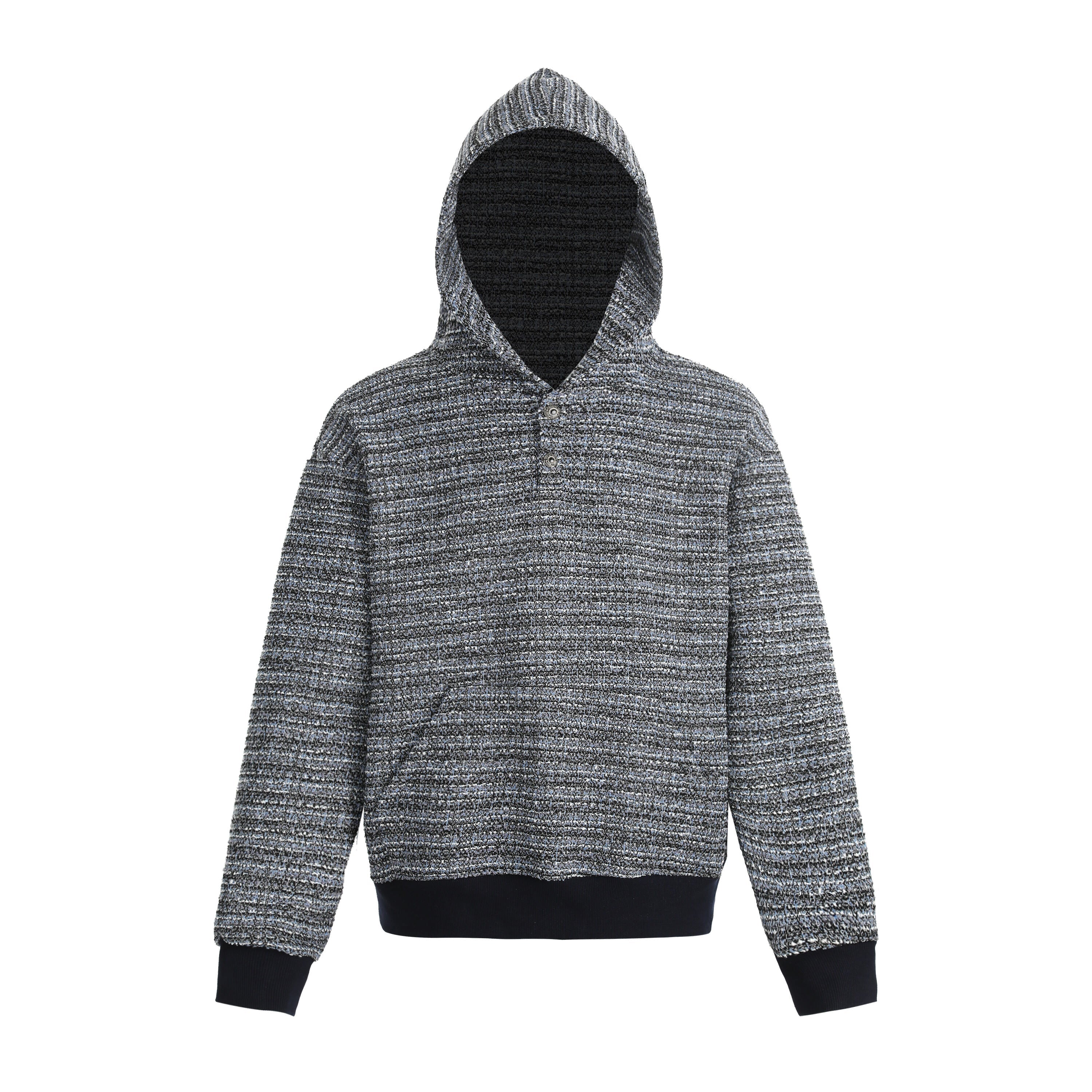 Omirad Textured Knit Hoodie | Woven Boucle Hooded Sweatshirt