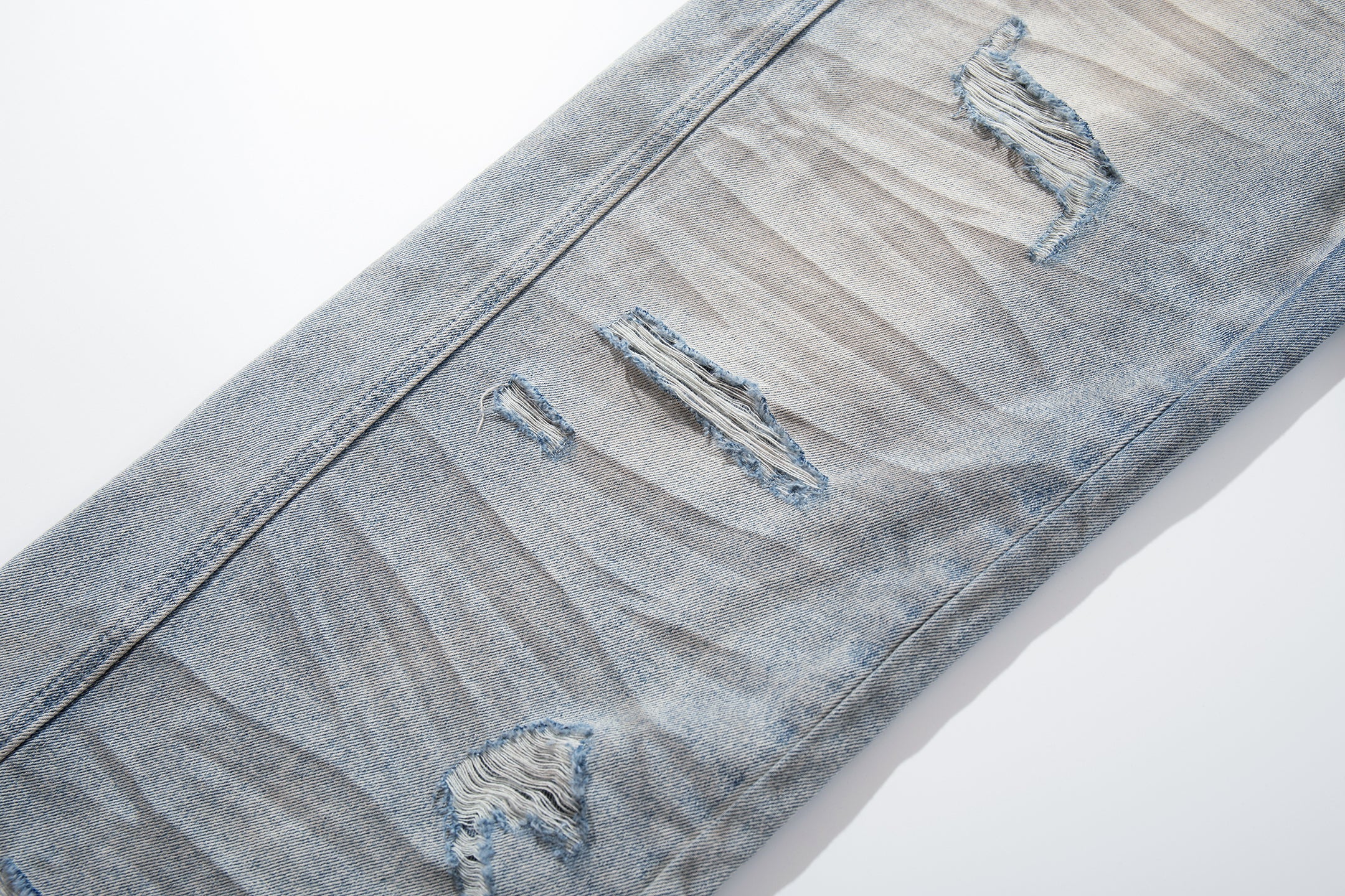 Heavy Whisker Destroyed Wide-Leg Jeans | Distressed Denim